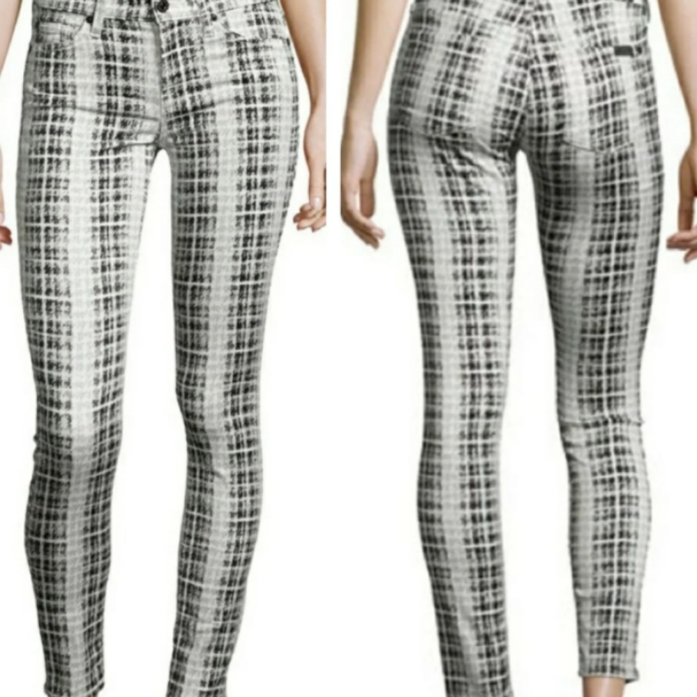NWT! 7 For All Mankind Houndstooth Sz 30 zip jeans
